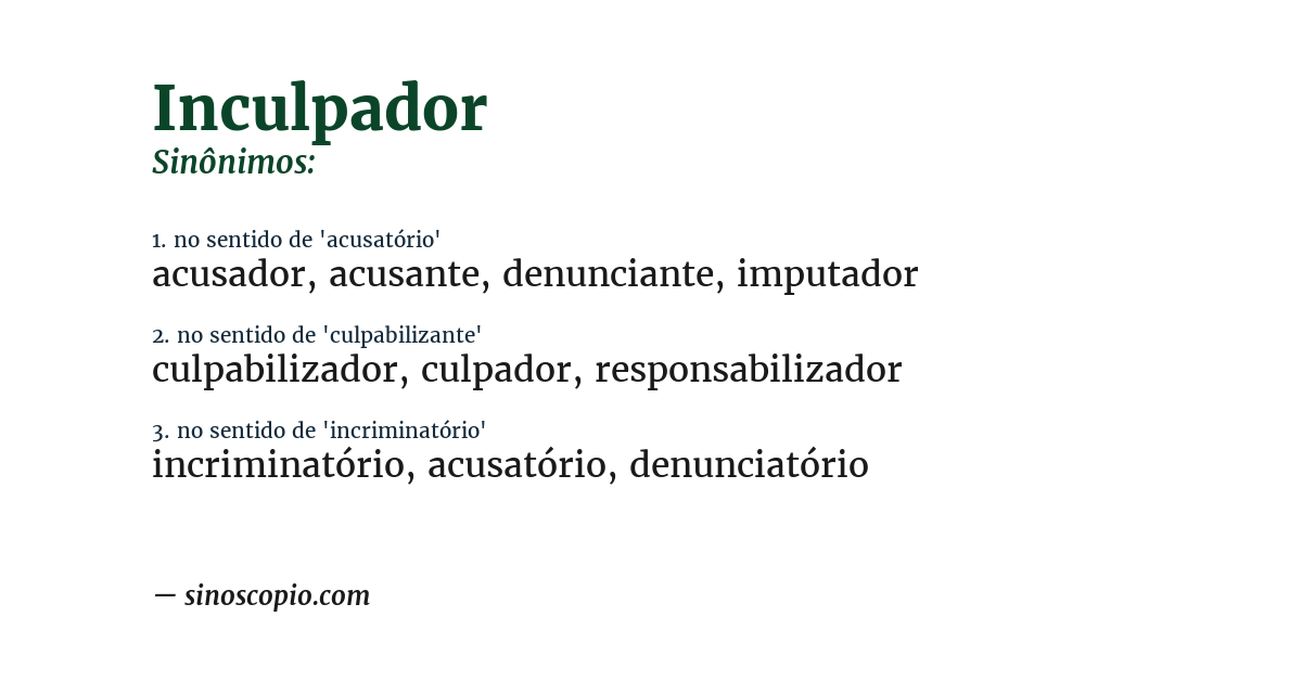Sinônimo de inculpador