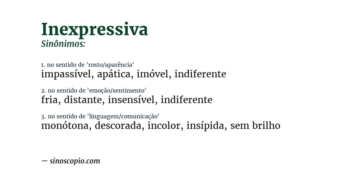 Sinônimo de inexpressiva