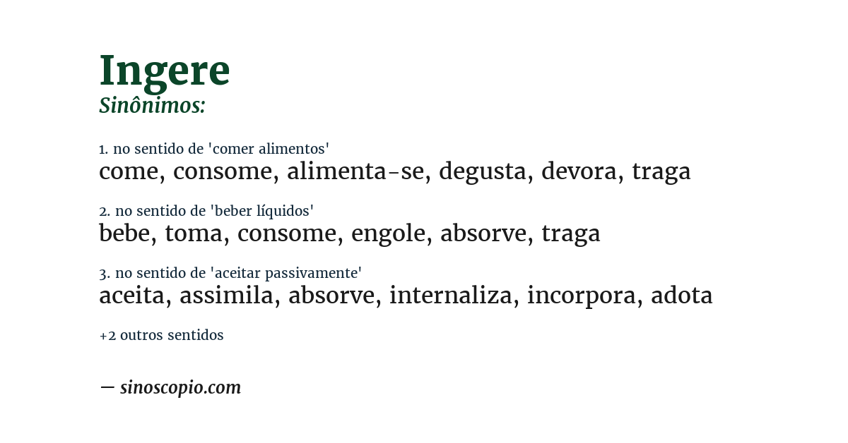 Sinônimo de ingere