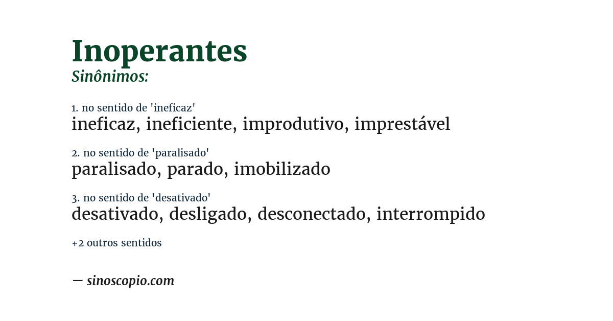 Sinônimo de inoperantes