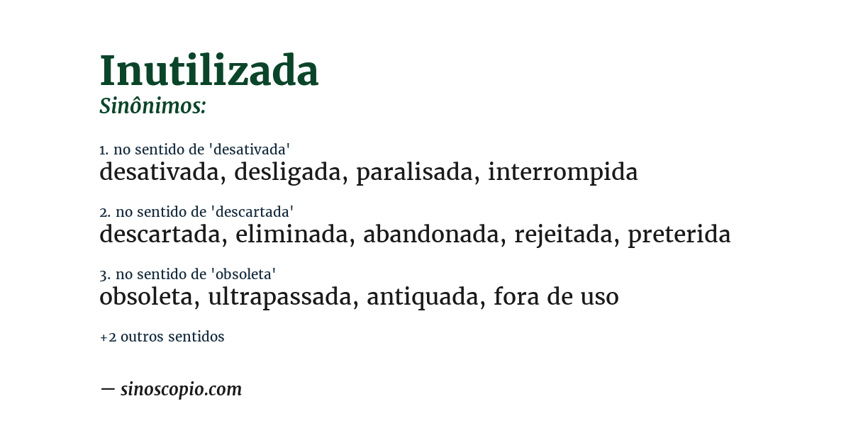 Sinônimo de inutilizada