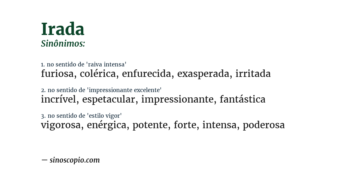 Sinônimo de irada