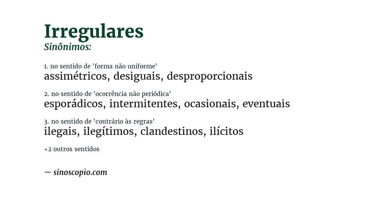 Sinônimo de irregulares
