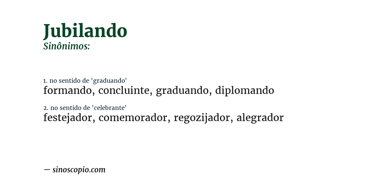 Sinônimo de jubilando