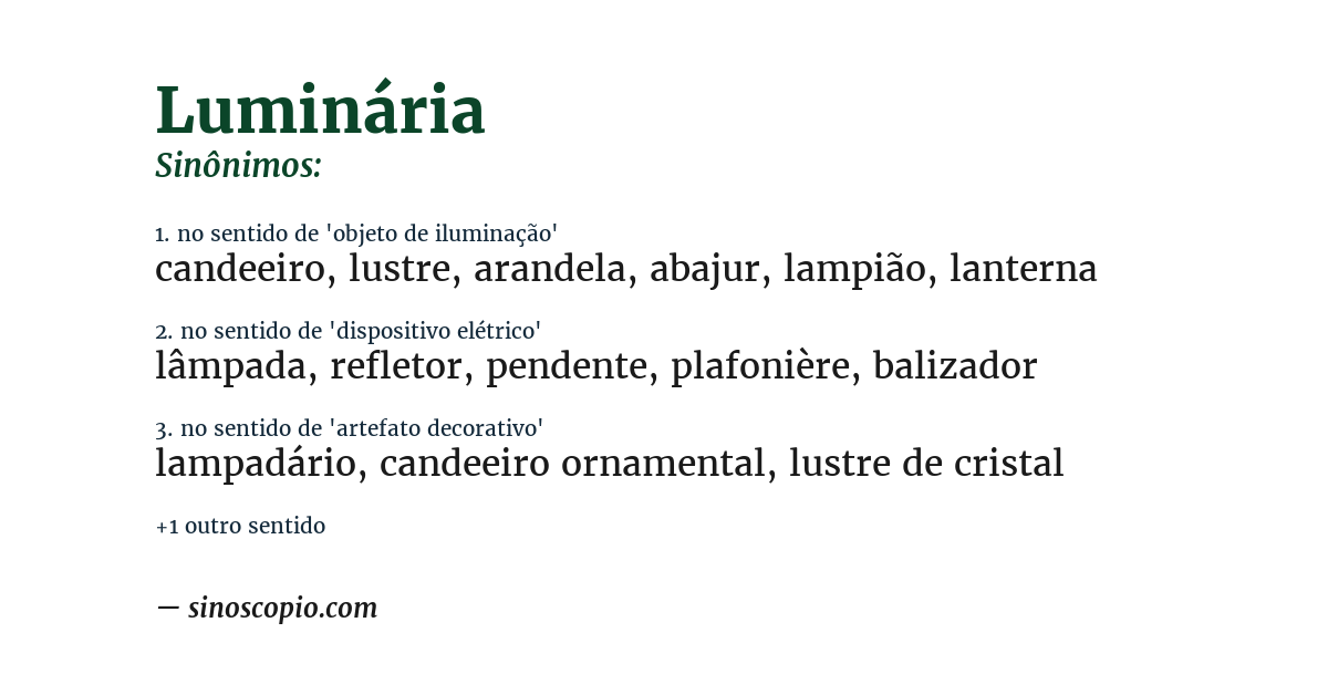 Sinônimo de luminária