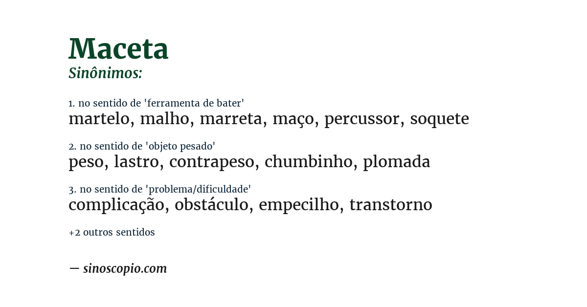 Sinônimo de maceta
