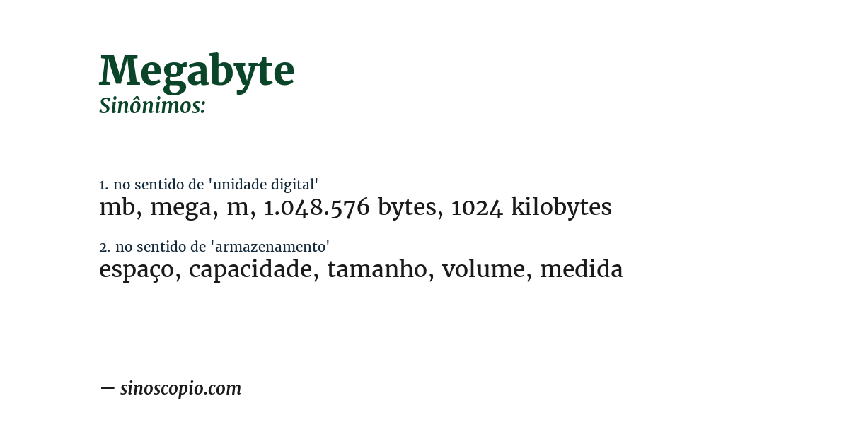 Sinônimo de megabyte
