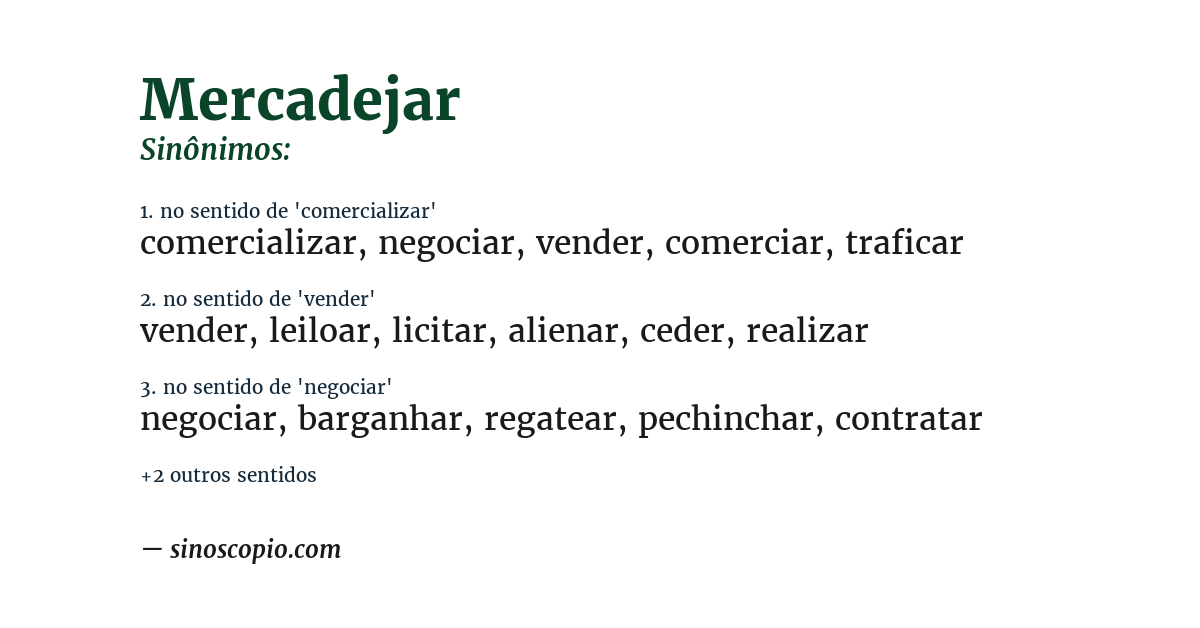 Sinônimo de mercadejar