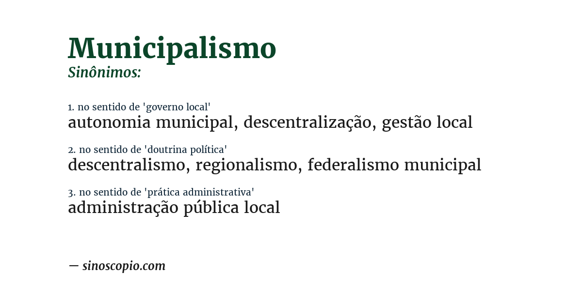Sinônimo de municipalismo