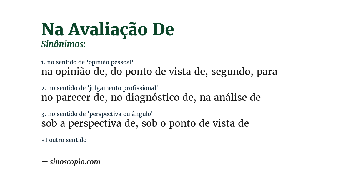 Sinônimo de na avaliação de