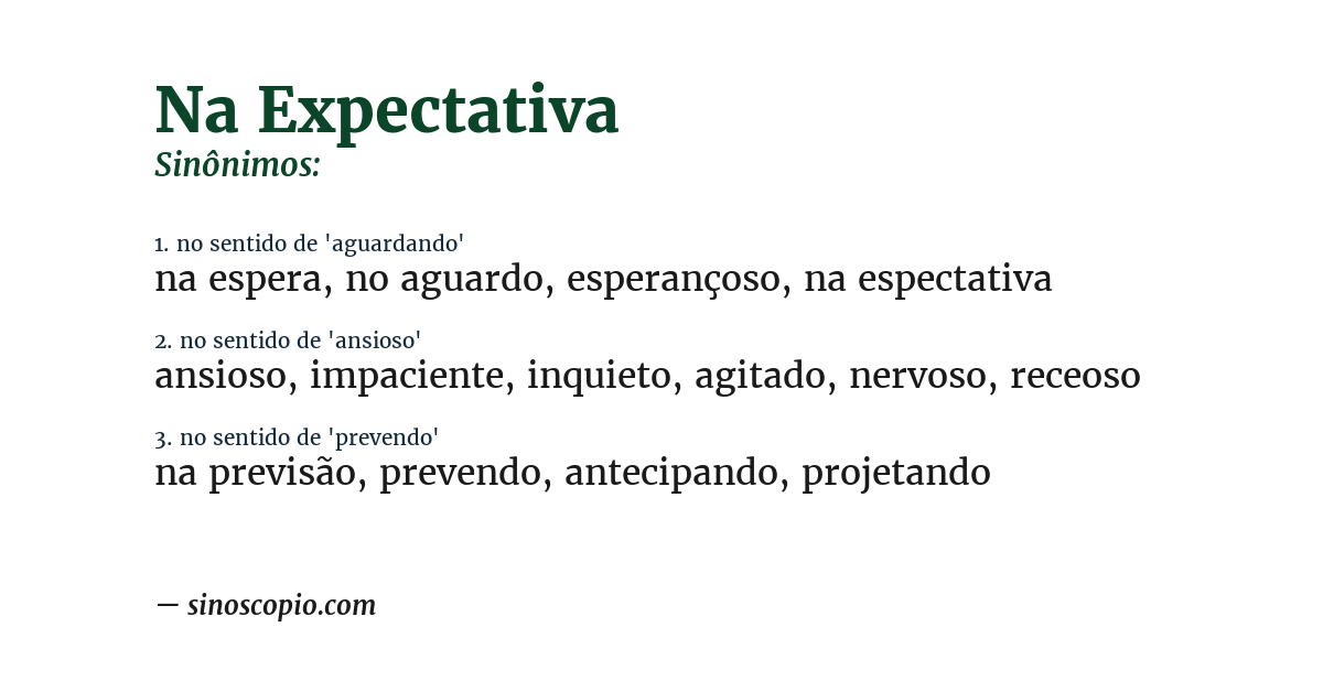 Sinônimo de na expectativa