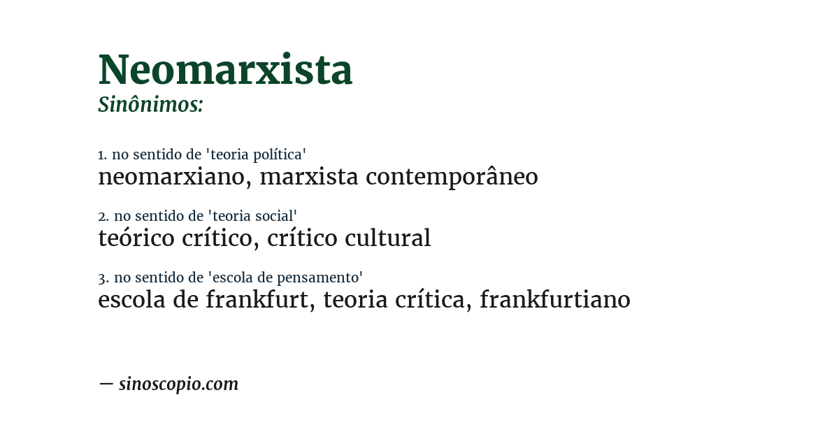 Sinônimo de neomarxista