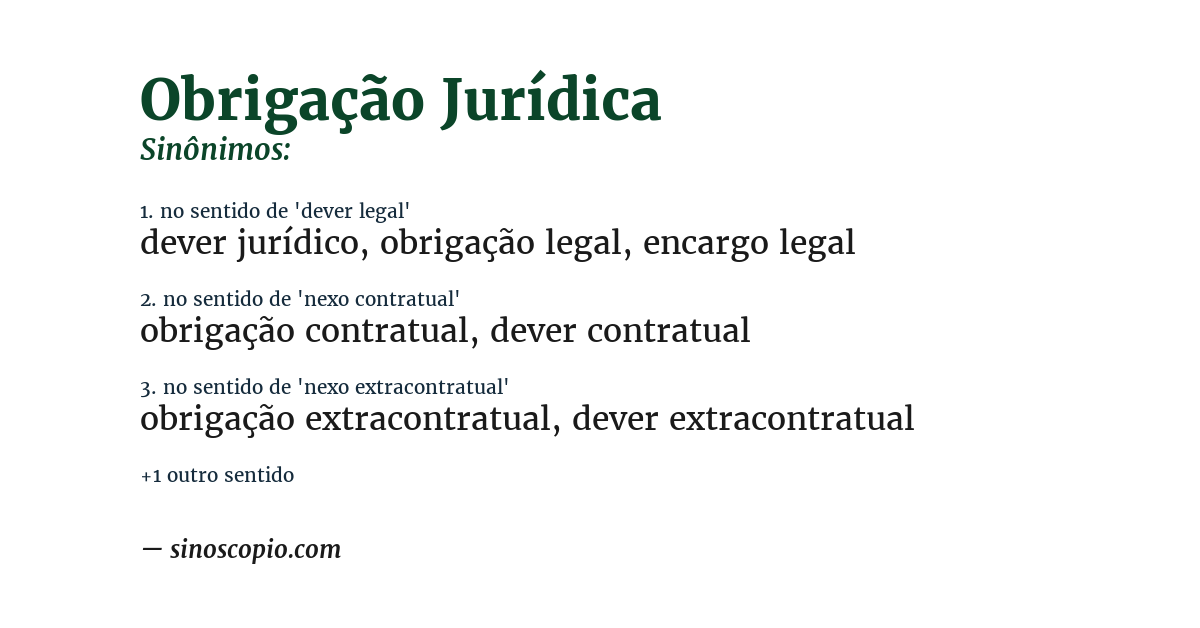 Sinônimo de obrigação jurídica