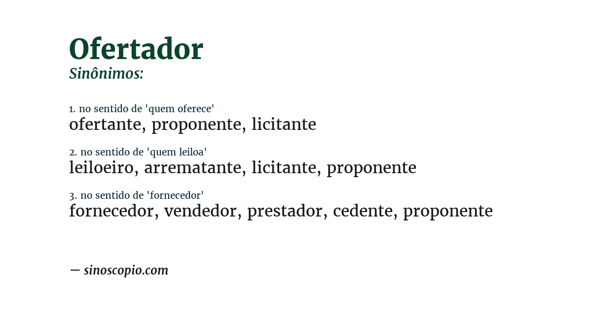 Sinônimo de ofertador