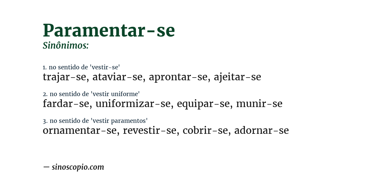 Sinônimo de paramentar-se