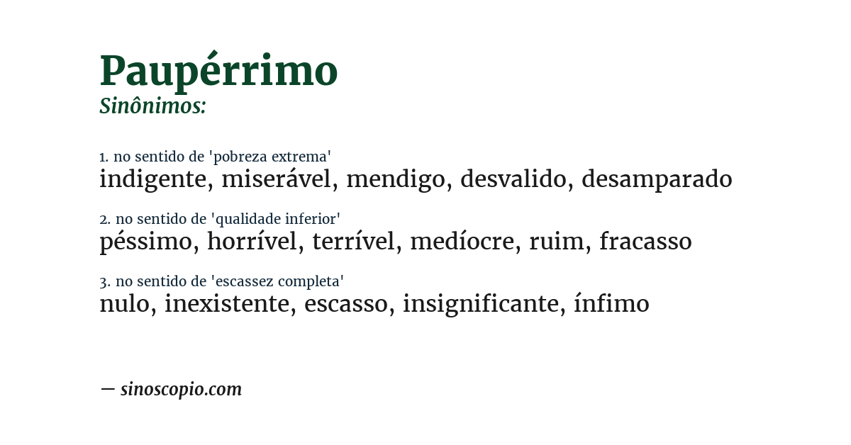 Sinônimo de paupérrimo