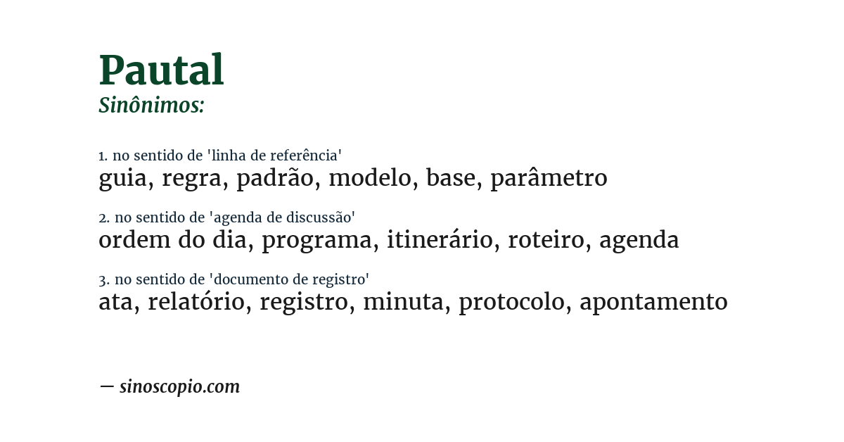 Sinônimo de pautal