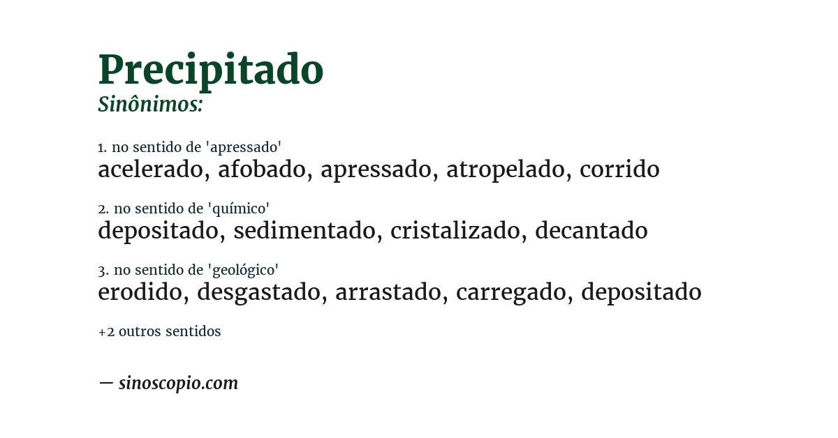 Sinônimo de precipitado