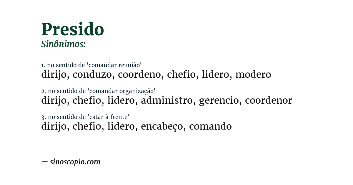 Sinônimo de presido