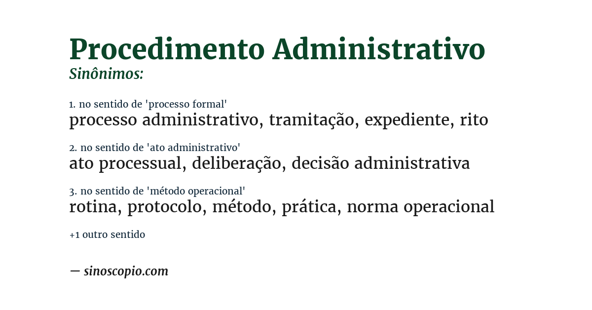 Sinônimo de procedimento administrativo