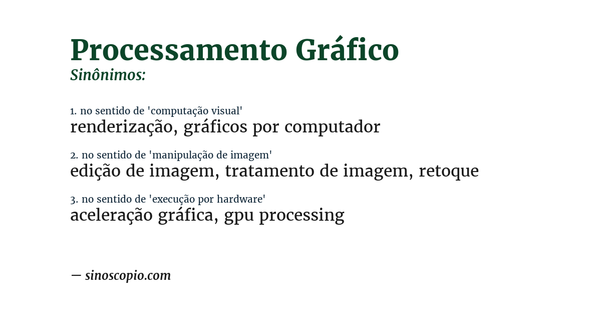 Sinônimo de processamento gráfico