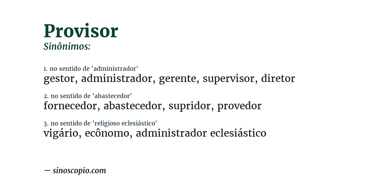 Sinônimo de provisor