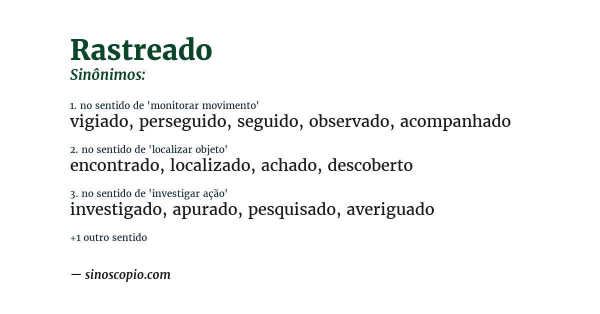 Sinônimo de rastreado