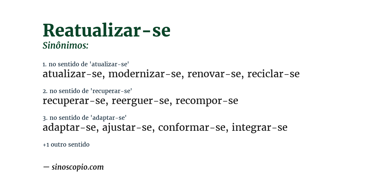 Sinônimo de reatualizar-se