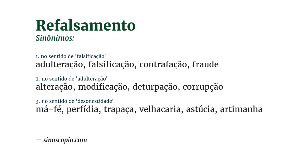Sinônimo de refalsamento