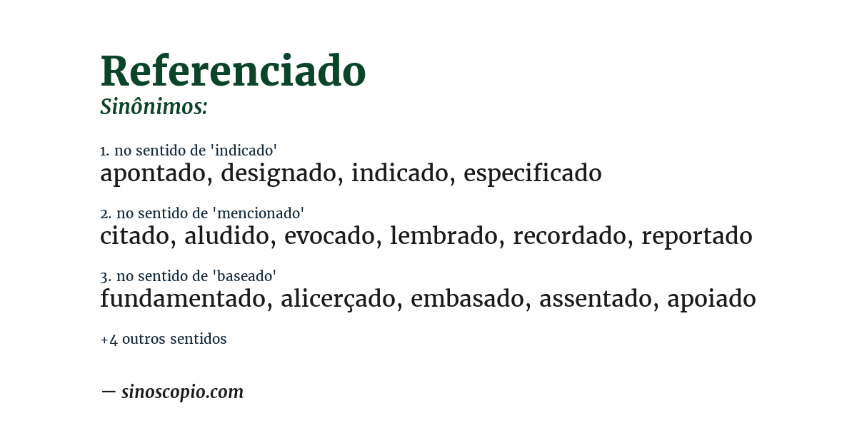 Sinônimo de referenciado