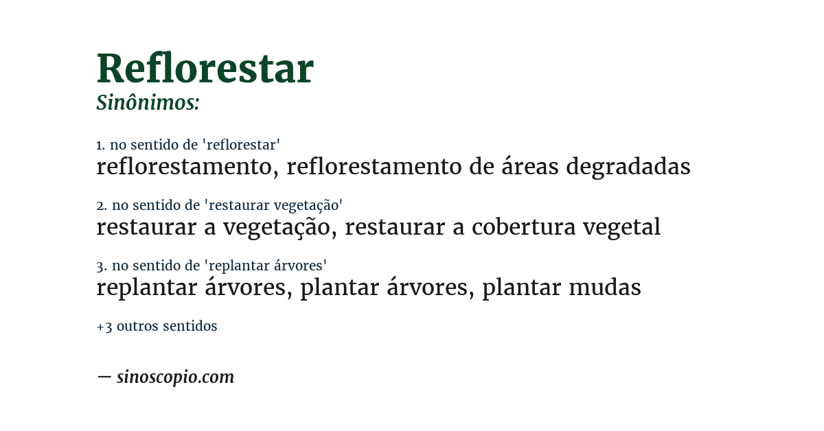 Sinônimo de reflorestar