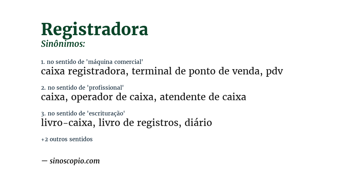 Sinônimo de registradora