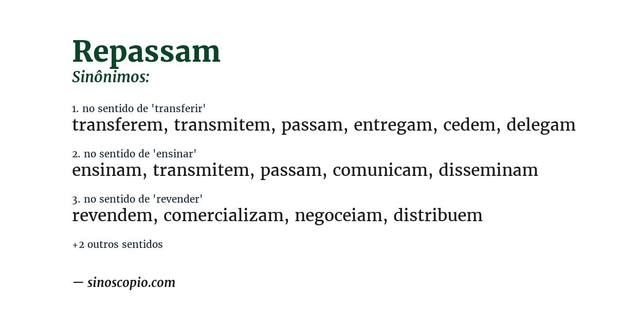 Sinônimo de repassam
