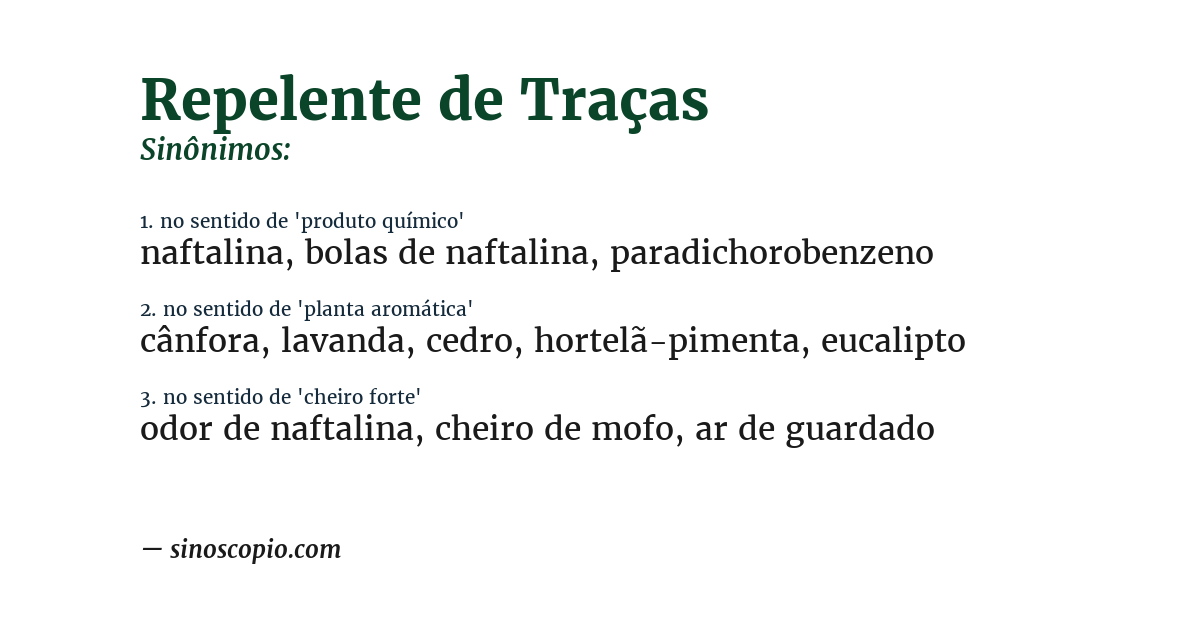 Sinônimo de repelente de traças