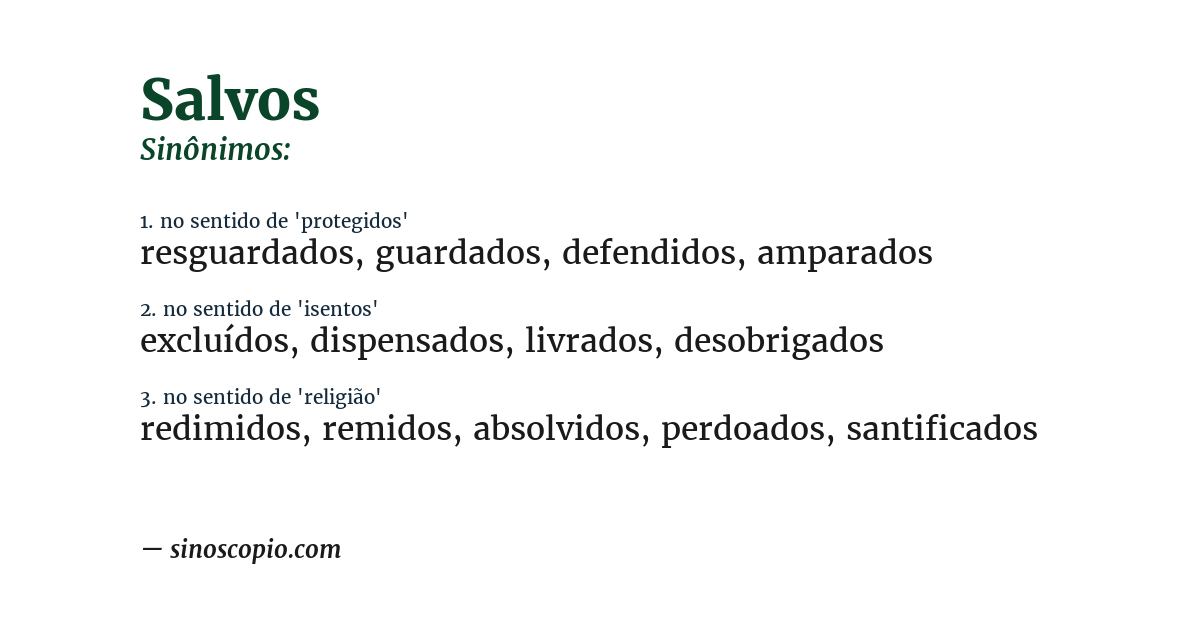 Sinônimo de salvos