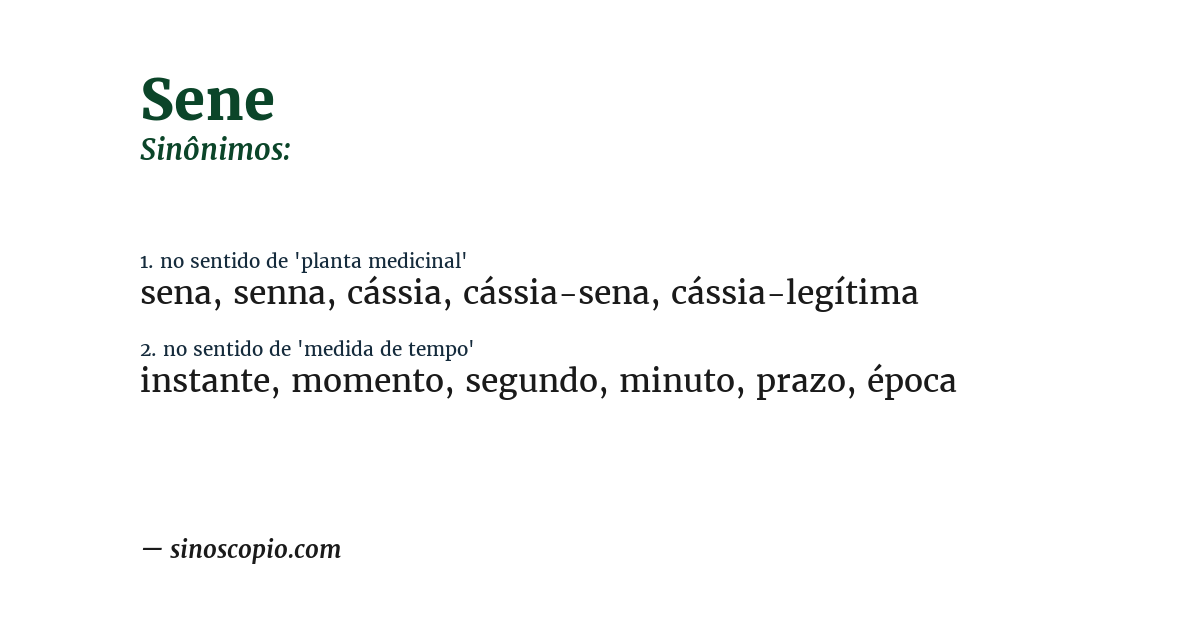 Sinônimo de sene