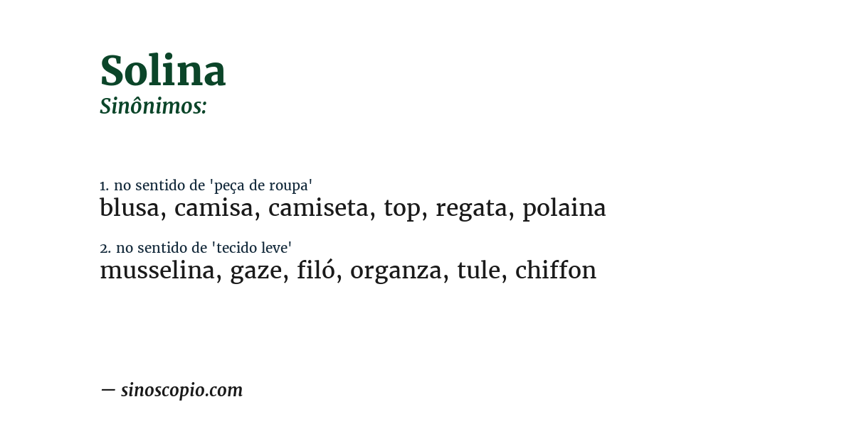 Sinônimo de solina