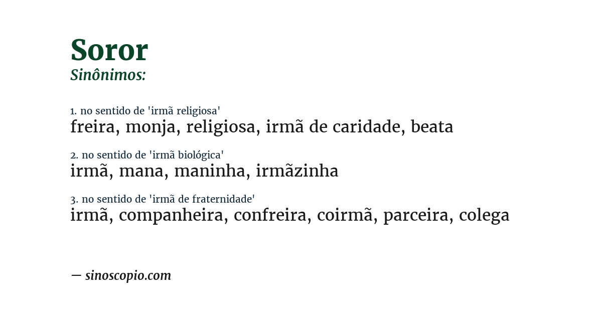 Sinônimo de soror