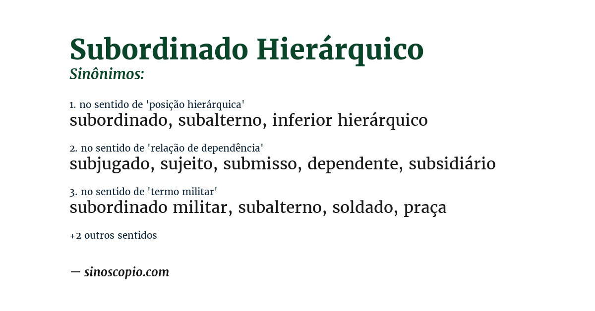 Sinônimo de subordinado hierárquico