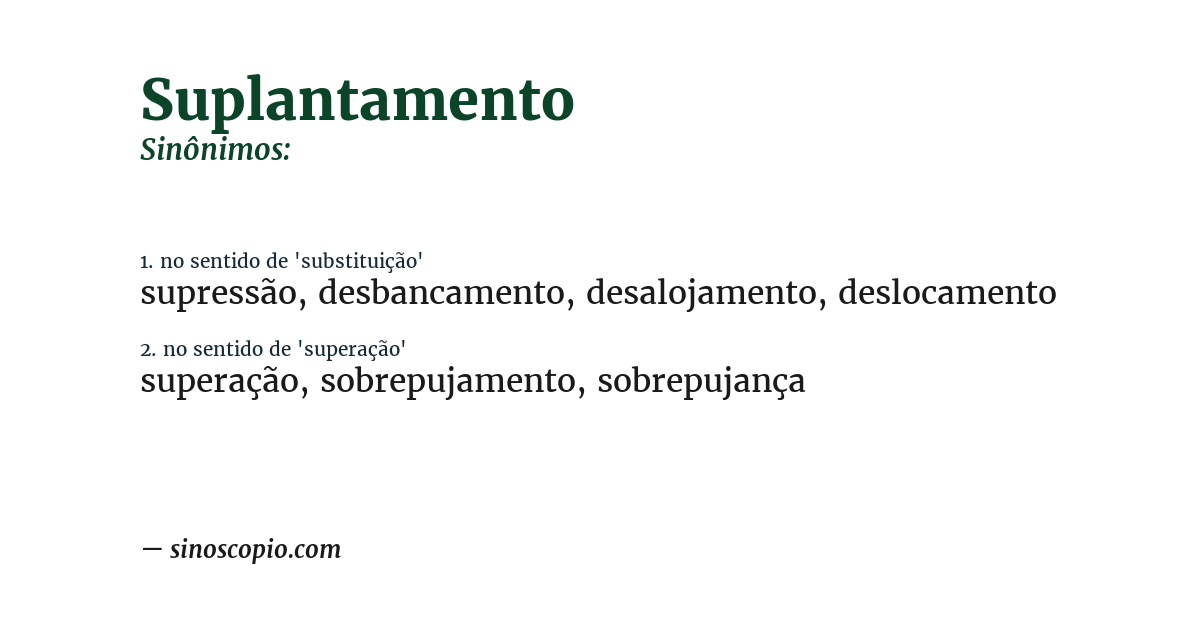 Sinônimo de suplantamento
