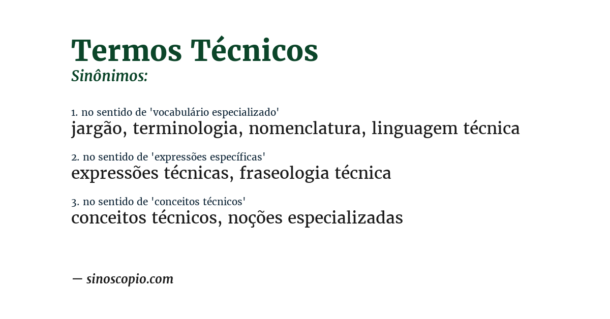 Sinônimo de termos técnicos