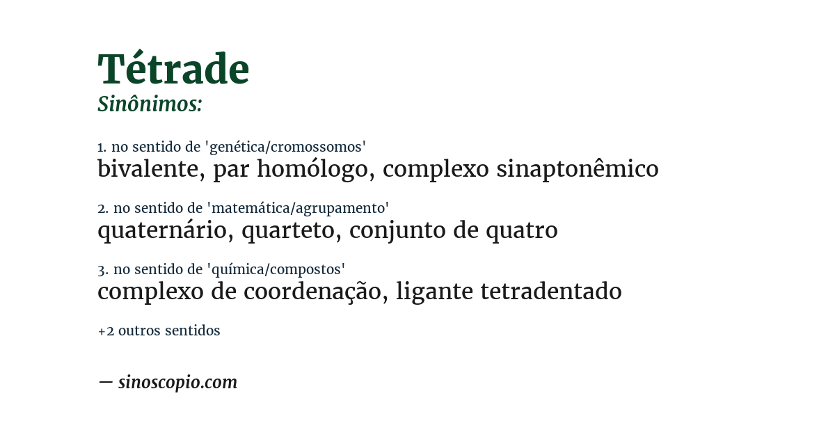 Sinônimo de tétrade