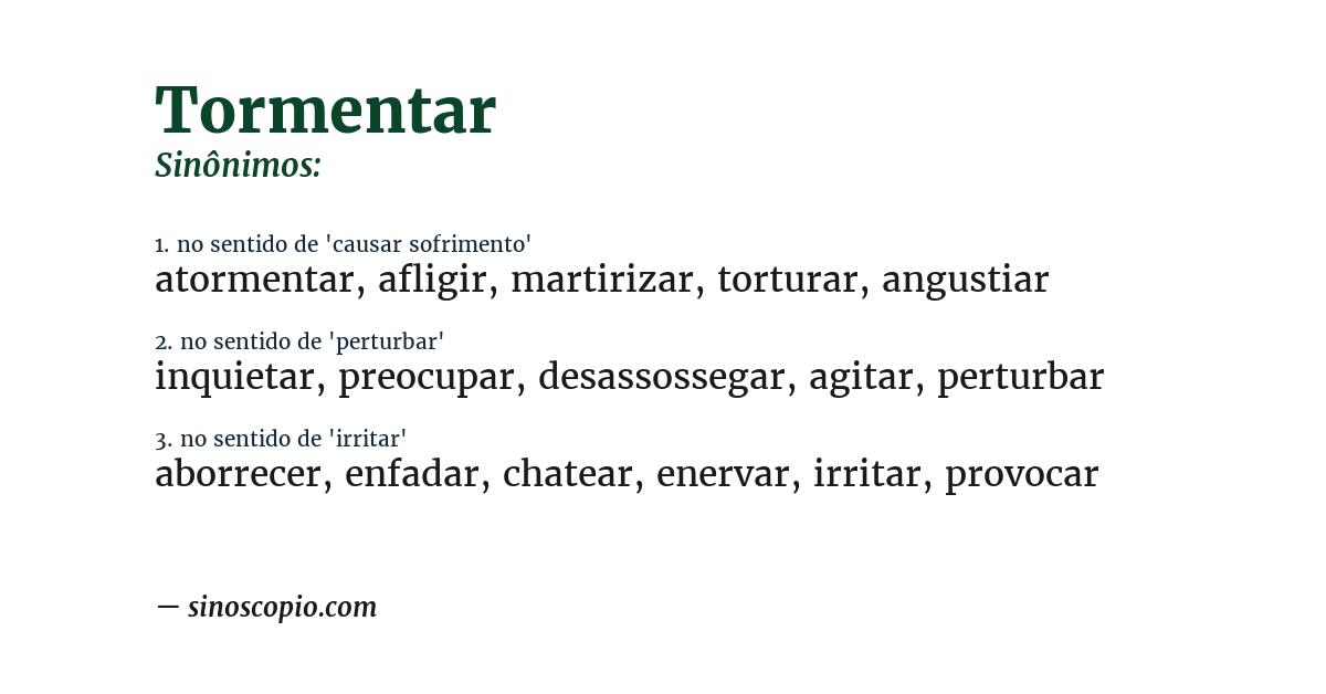 Sinônimo de tormentar