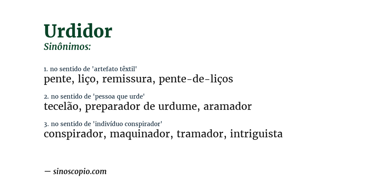 Sinônimo de urdidor