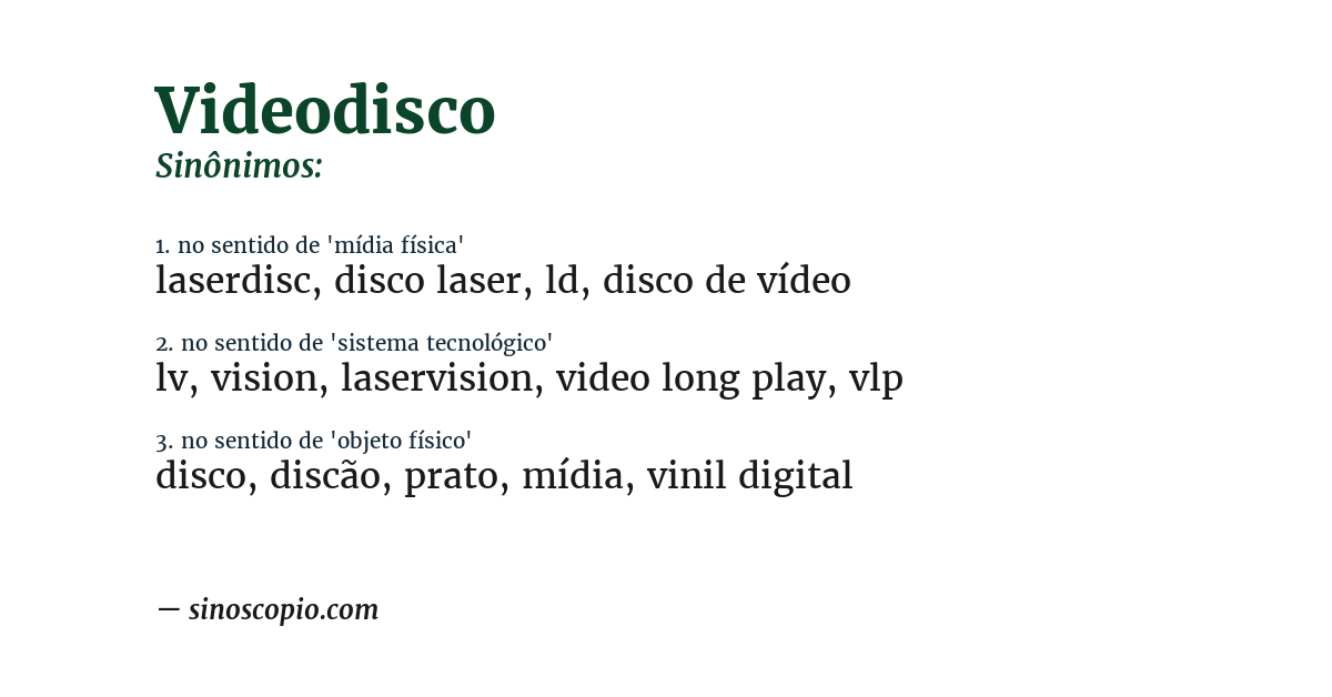 Sinônimo de videodisco