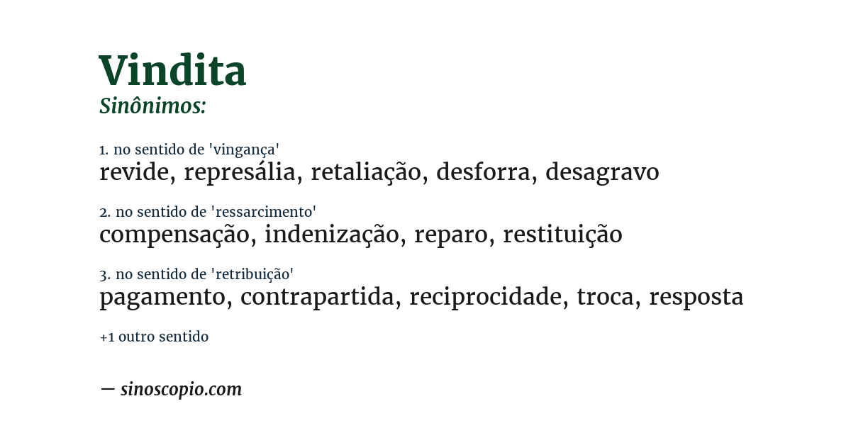 Sinônimo de vindita