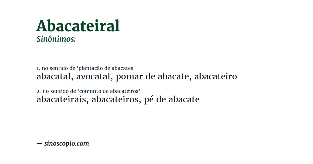 Sinônimo de abacateiral
