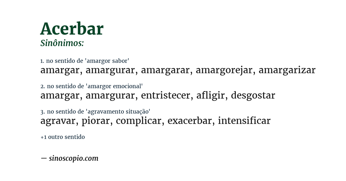 Sinônimo de acerbar