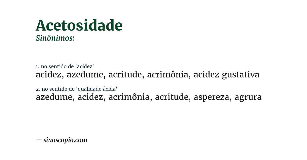 Sinônimo de acetosidade