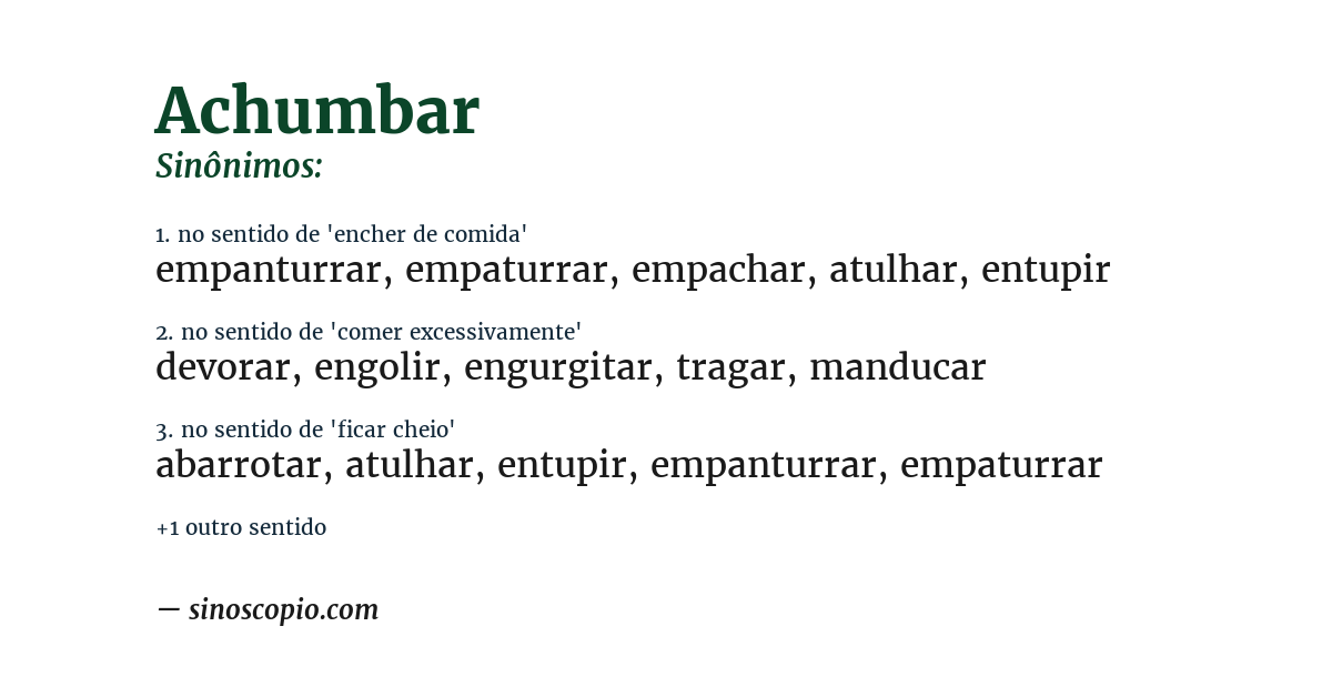 Sinônimo de achumbar